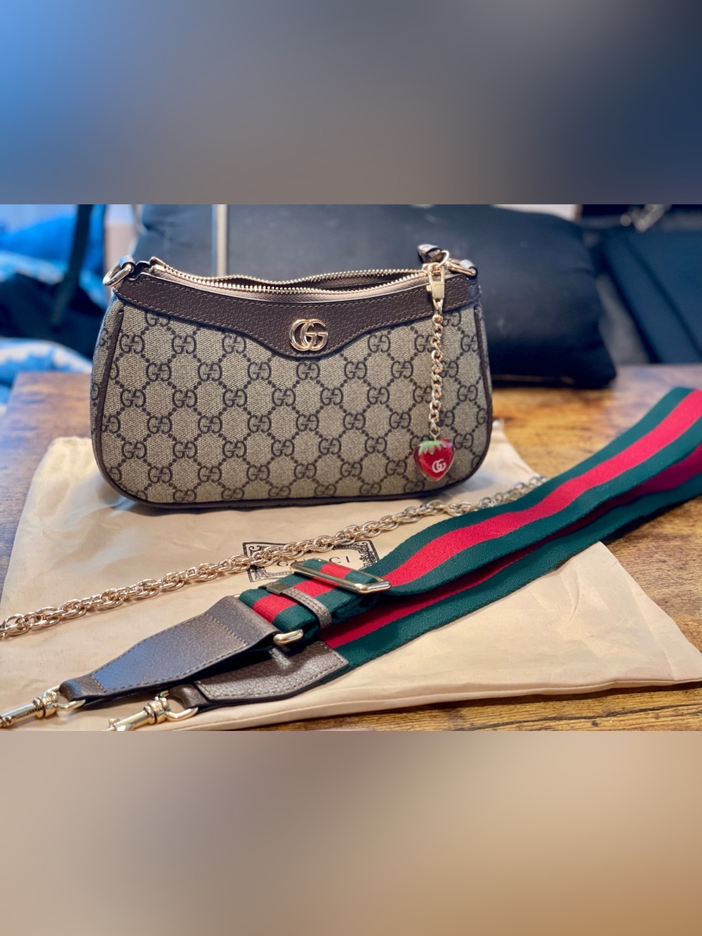 Gucci Brown GG Shoulder Bag and Matching Wallet
